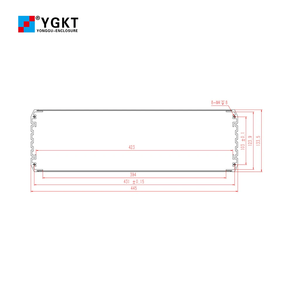 YGS-G17 445*3U-300mmDigital Communications Aluminium Box Custom Dimension Enclousre Camcorder Metal Housing 445W3U300L