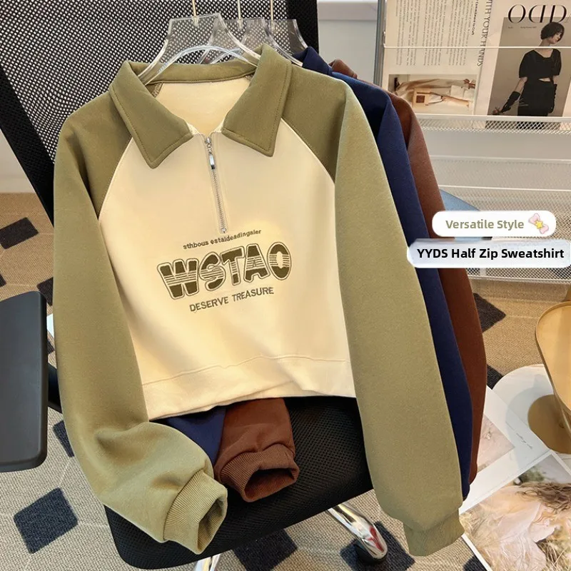 American sle f zip hoodie feminino ort primavera outono jaet 2025 novo design cor solta blo topo coreano sle commute