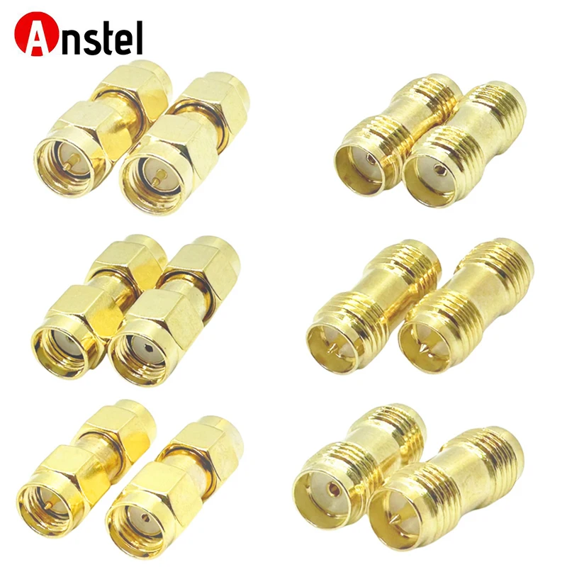 SMA Male to RP-SMA Male SMA Female to RP SMA Female Adapter Straight Brass SMA RF Coaxial Connector Converter for WiFi Cable