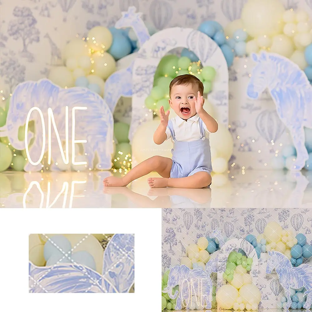 

Safari Celebration Backdrop Girls Boys Birthday Party Decor Kids Baby Cake Smash Photography Backgrounds