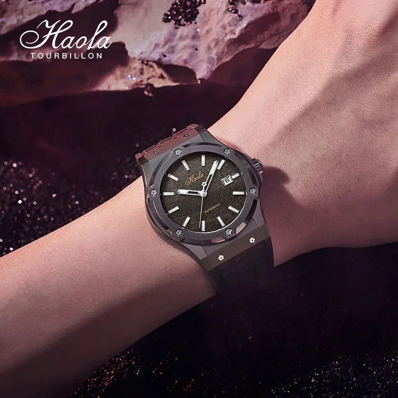 

Haofa автоматические механические мужские часы светящиеся деловые часы с автоподзаводом и календарем для мужчин с сапфировым стеклом класса люкс 19