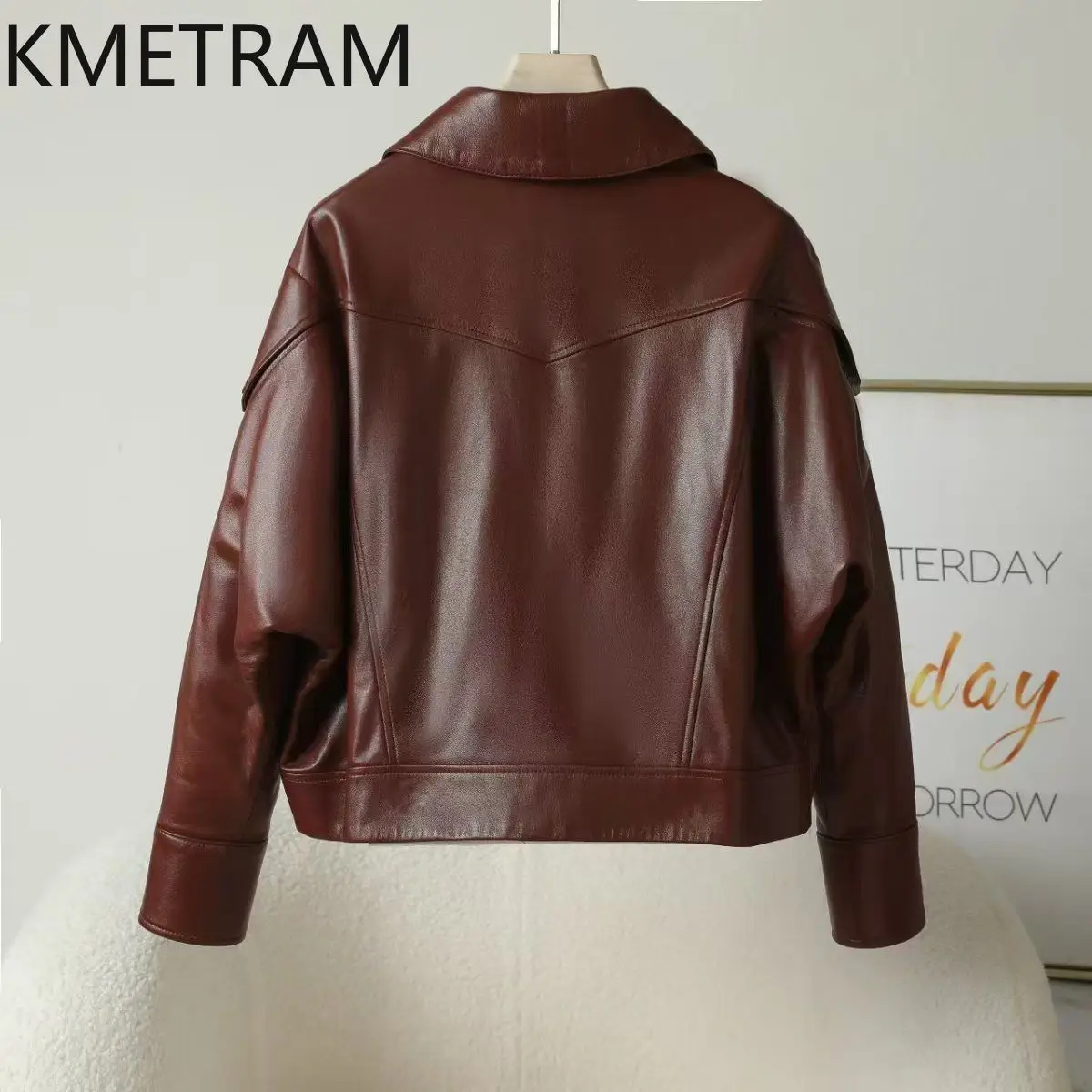 100% Sheepskin Real Leather Jacket Women Winter Clothes Motorcycle Burgundy Jackets Cropped Outerwears 2024 дубленка женская