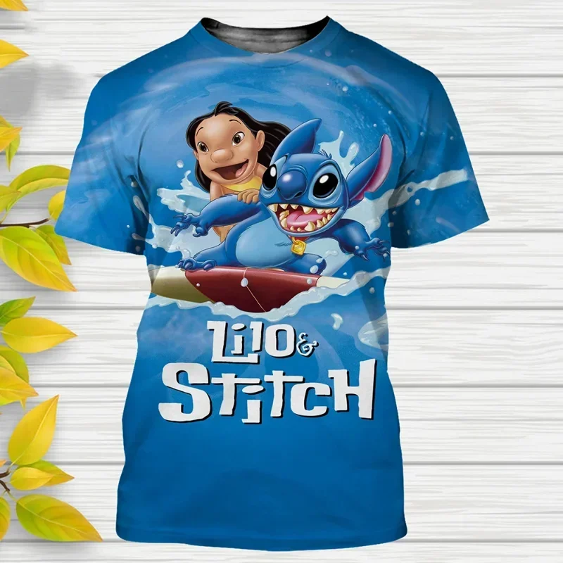 Disney Hot Sale Stitch 3d Print T Shirt Men's Women's Clothes Cartoons Stitch Kids T-shirts Casual Short Sleeve Tops