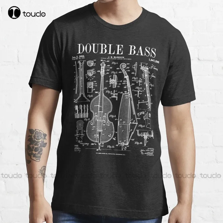 Double Bass Player Bassist Musical Instrument Vintage Patent Trending T-Shirt Tshirt Men Fashion Creative Leisure Funny T Shirts