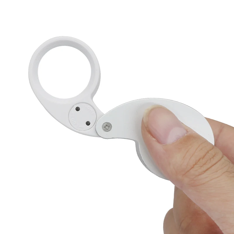 40X MINI Jewelry Magnifying Glass 2 LED Foldable Magnifier Lens Diameter 25mm Pocket Illuminated Loupe for Jade Appreciation