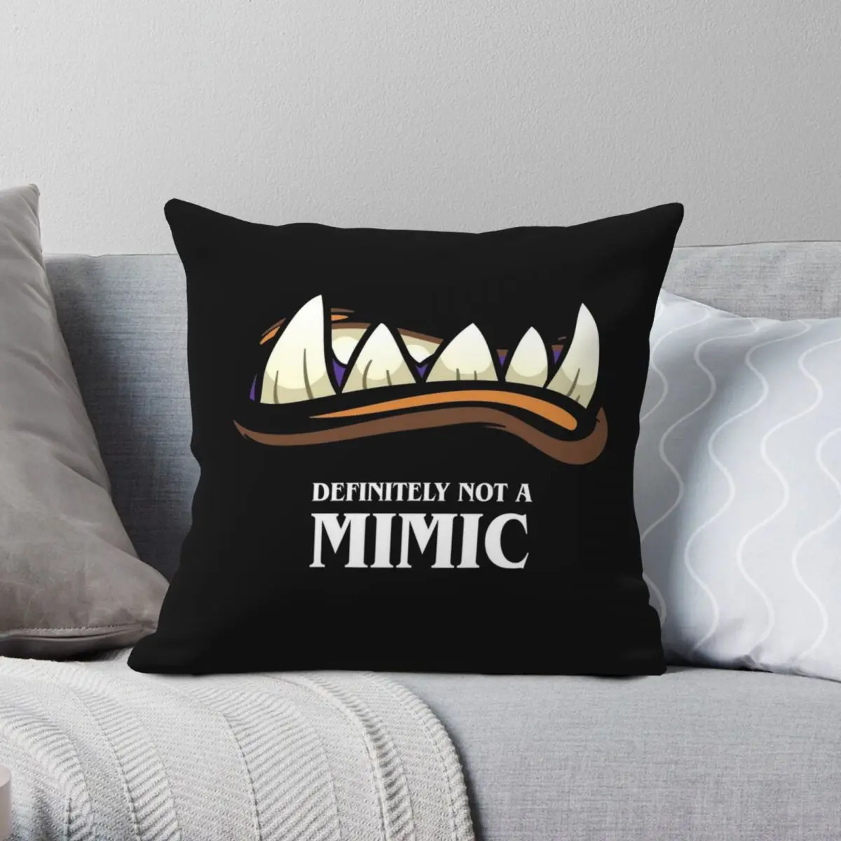 

Definitely Not A Mimic RPG Pillowcase Polyester Linen Velvet Printed Decor Throw Pillow Case Home Cushion Cover Wholesale 45x45