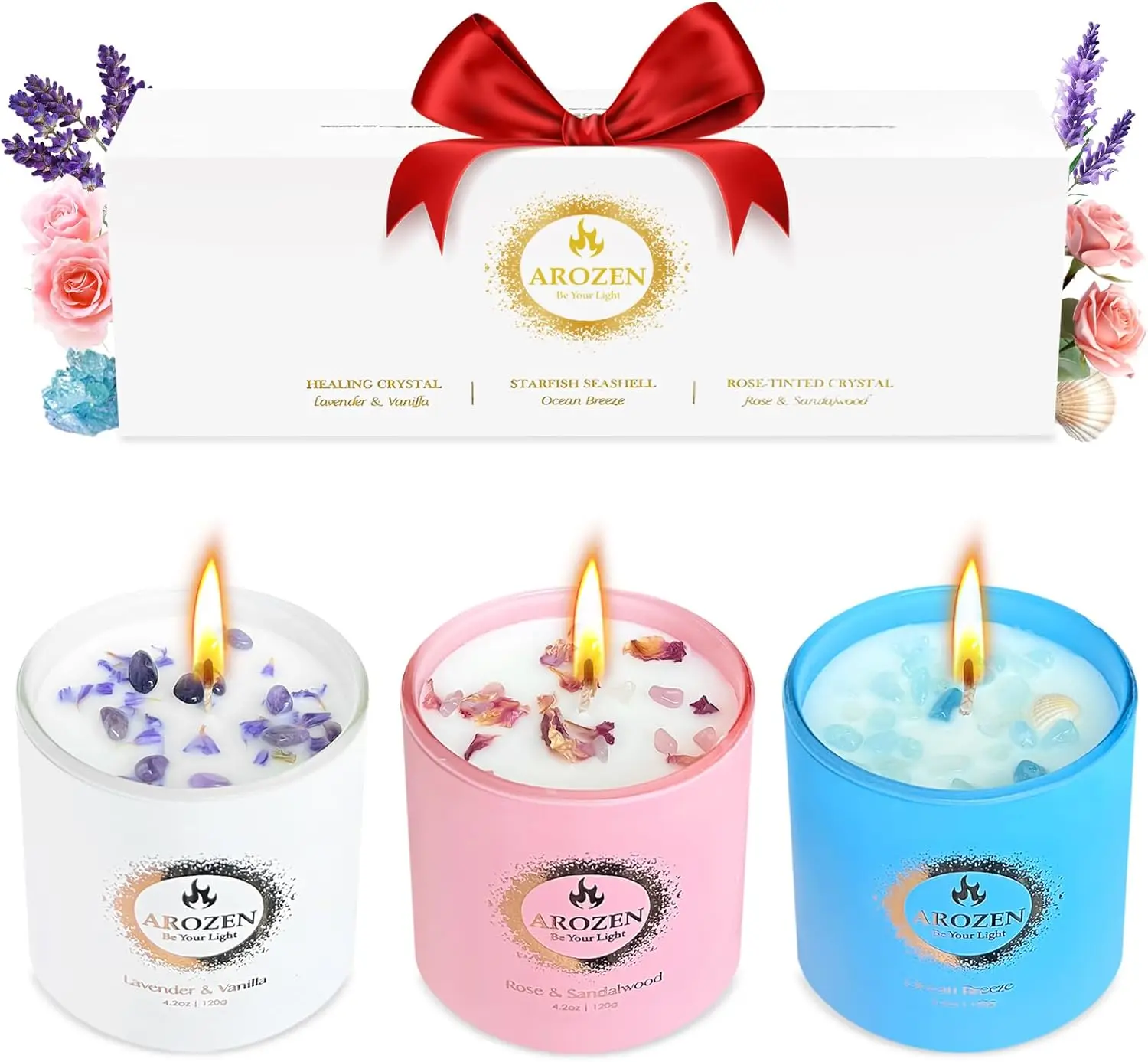 

3 Pack Candles for Home Scented, Lavender Candle Gift Set for Women, Aromatherapy Soy Candle with