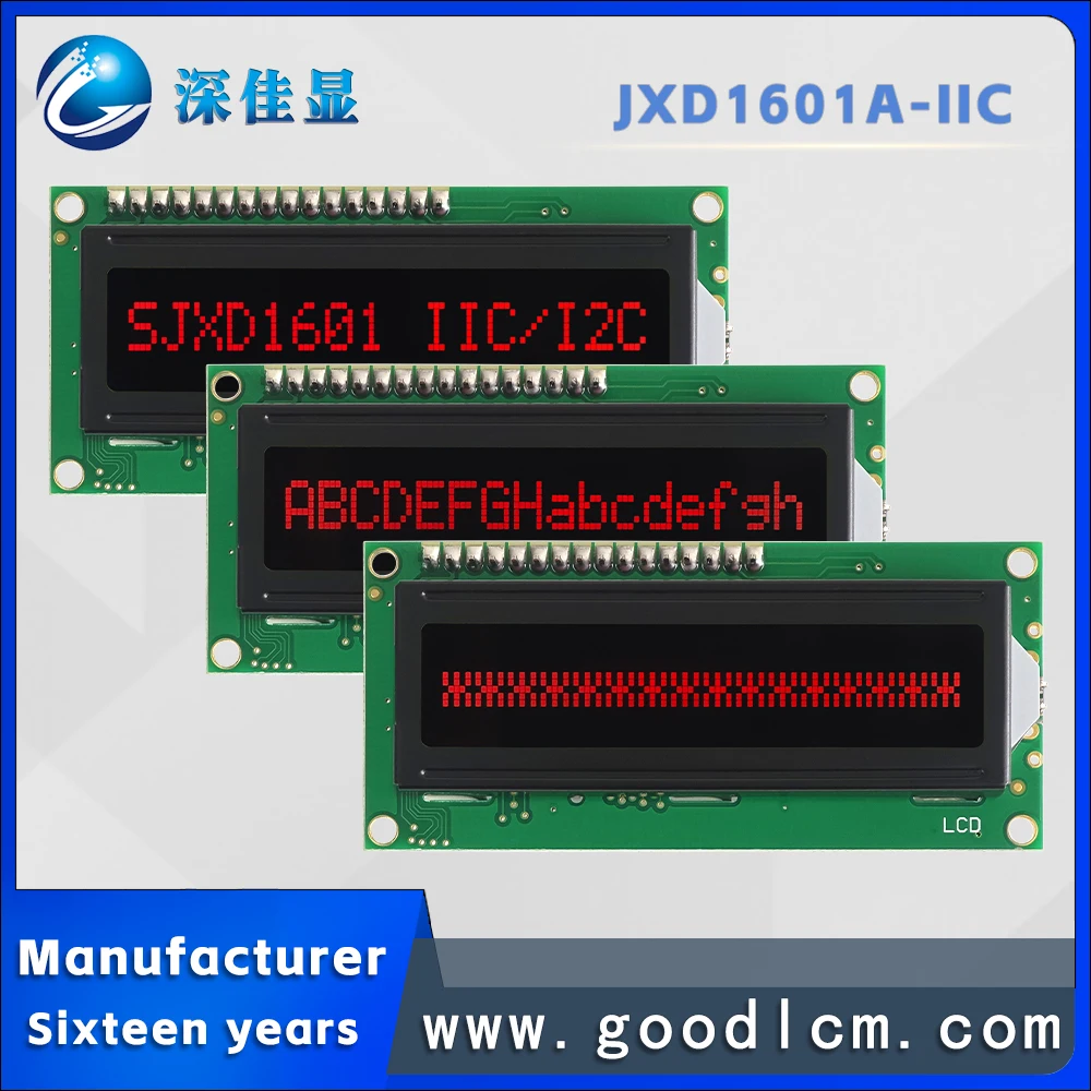 Value for money IIC/I2C Russian language 16*1 character display screen JXD1601A-IIC VA Red Negative LCM Display module