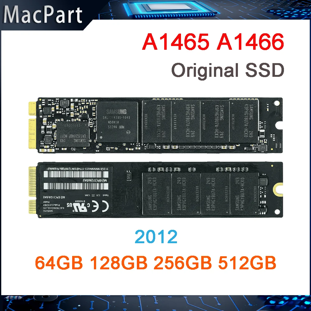 

Original 64GB 128GB 256GB 512GB SSD Solid State Drive For Macbook Air 11" 13" A1465 A1466 SSD 2012 Year