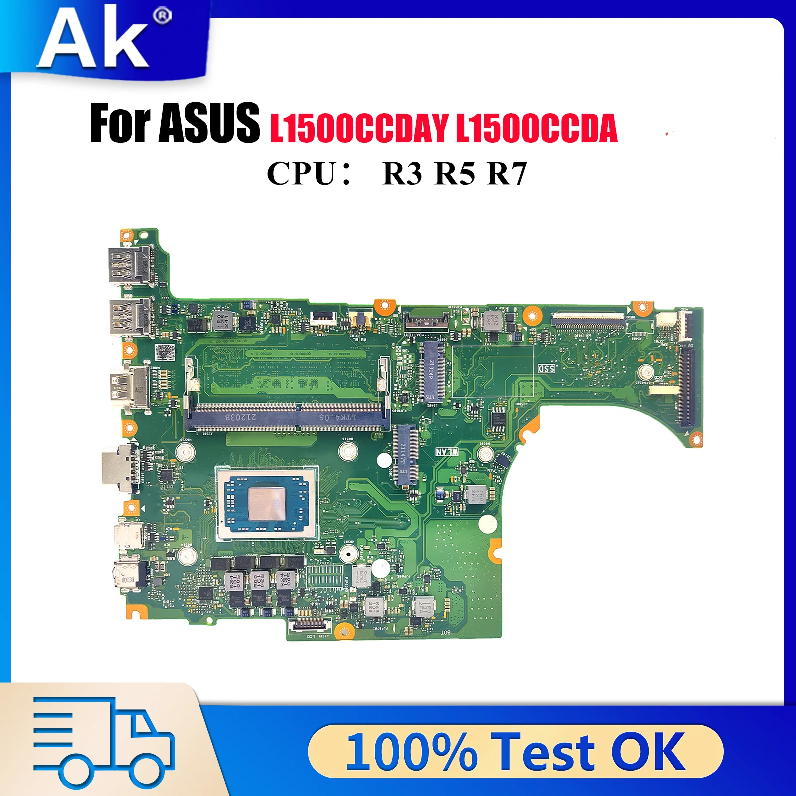 

L1500CDAY Материнская плата для ноутбука ASUS VivoBook L1500CCDA L1500CD L1500CCDAY Материнская плата для ноутбука с процессором R3 R5 R7 113% пробы ОК