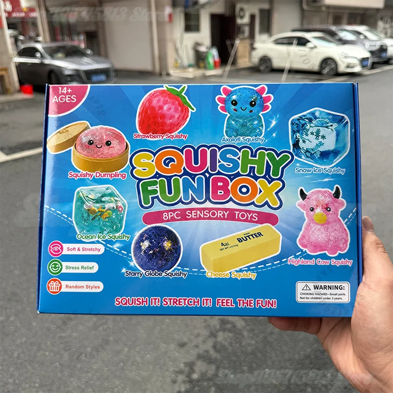 Random Color 8pcs/Box TPR Maltose-Filled Squishy Toy, Slow Rising Stress Relief Sensory Fidget Decompression Blind Box Gift