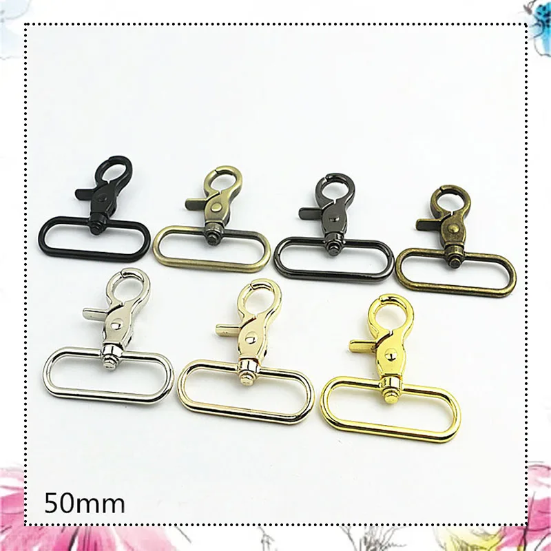 

10Pcs 50mm Luggage Strap Metal Buckles Bags Lobster Carbines Swivel Trigger Snap Hook Collar Clasp DIY Accessories