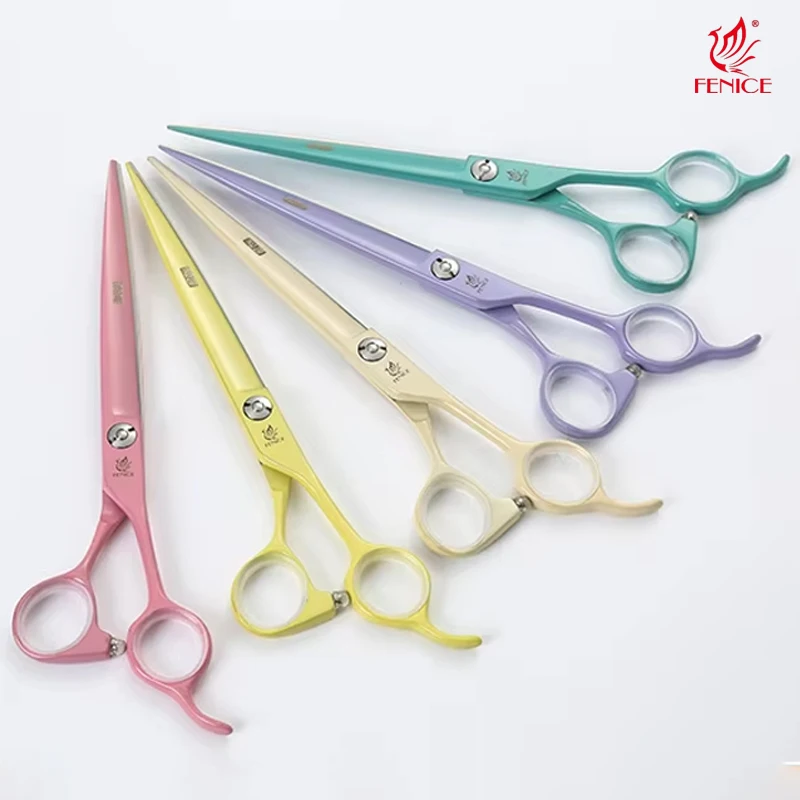 

Fenice Hot Selling Colorful 7Inch Pet Grooming Straight Scissors Spray Paint Coating Shears for Dog Hair Trimming