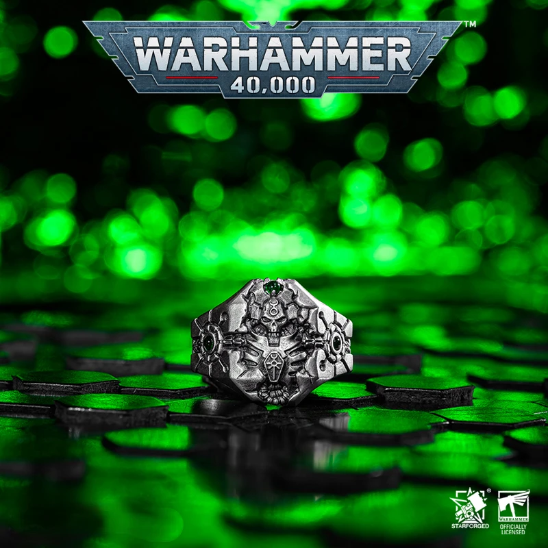 

Starforged Star Forged War Hammer 40K Surrounding Space Necron Law Emperor Ring 925 Silver Ring