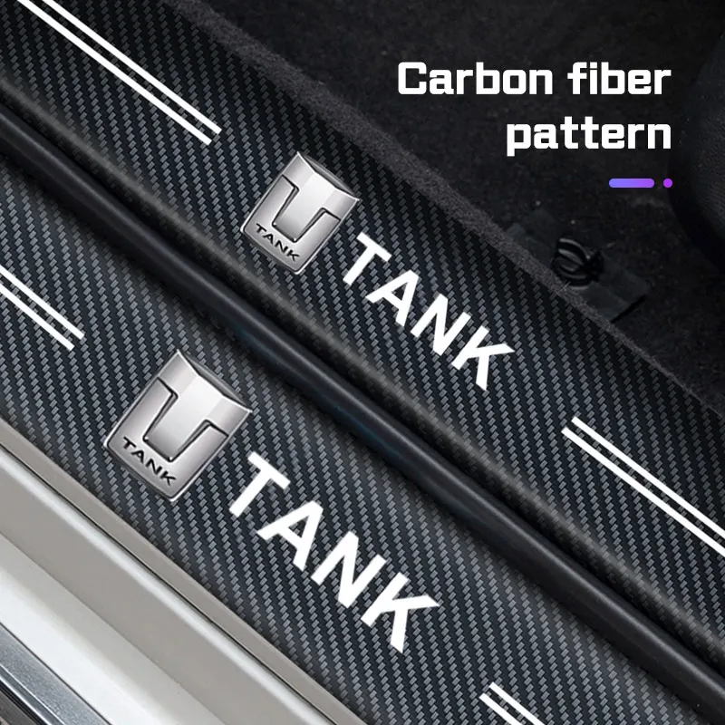 

Universal Imitation Carbon Fiber Leather Car Door Sill Protection Strip For Great Wall WEY Tank 300 500 700 800 Car Accessories