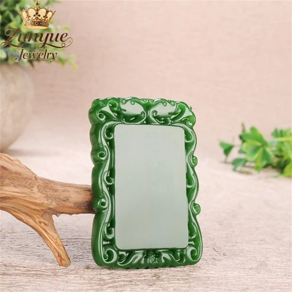 Natural Hetian Jasper Carved Flowered Peace And Safety Jade Pendant High-grade Fashion Jewelry Best Selling Couple Holiday Gifts