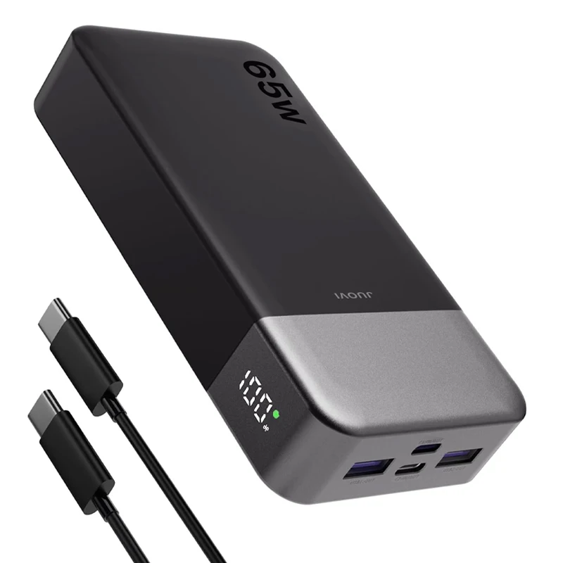 JUOVI Power Bank 65W 20000mAh Laptop Tragbares Ladegerät, PD QC Schnellladung Externer Akku für MacBook iPad Tablet iPhone