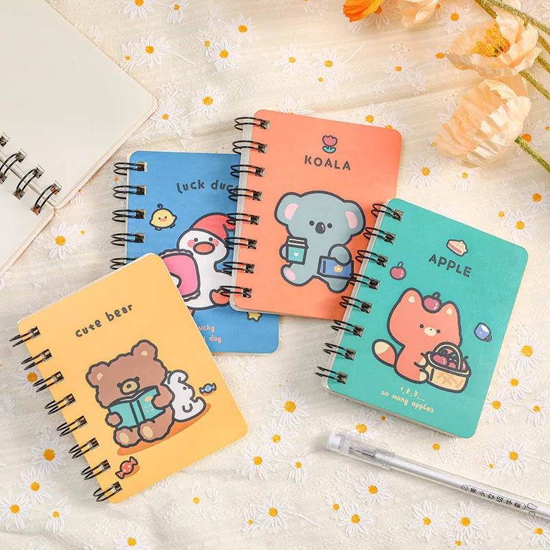 A7 Small Coil Book Travelers Notebook  Kawaii Cartoon Students with Mini Blank Notebook Study Office Pocket Notepad