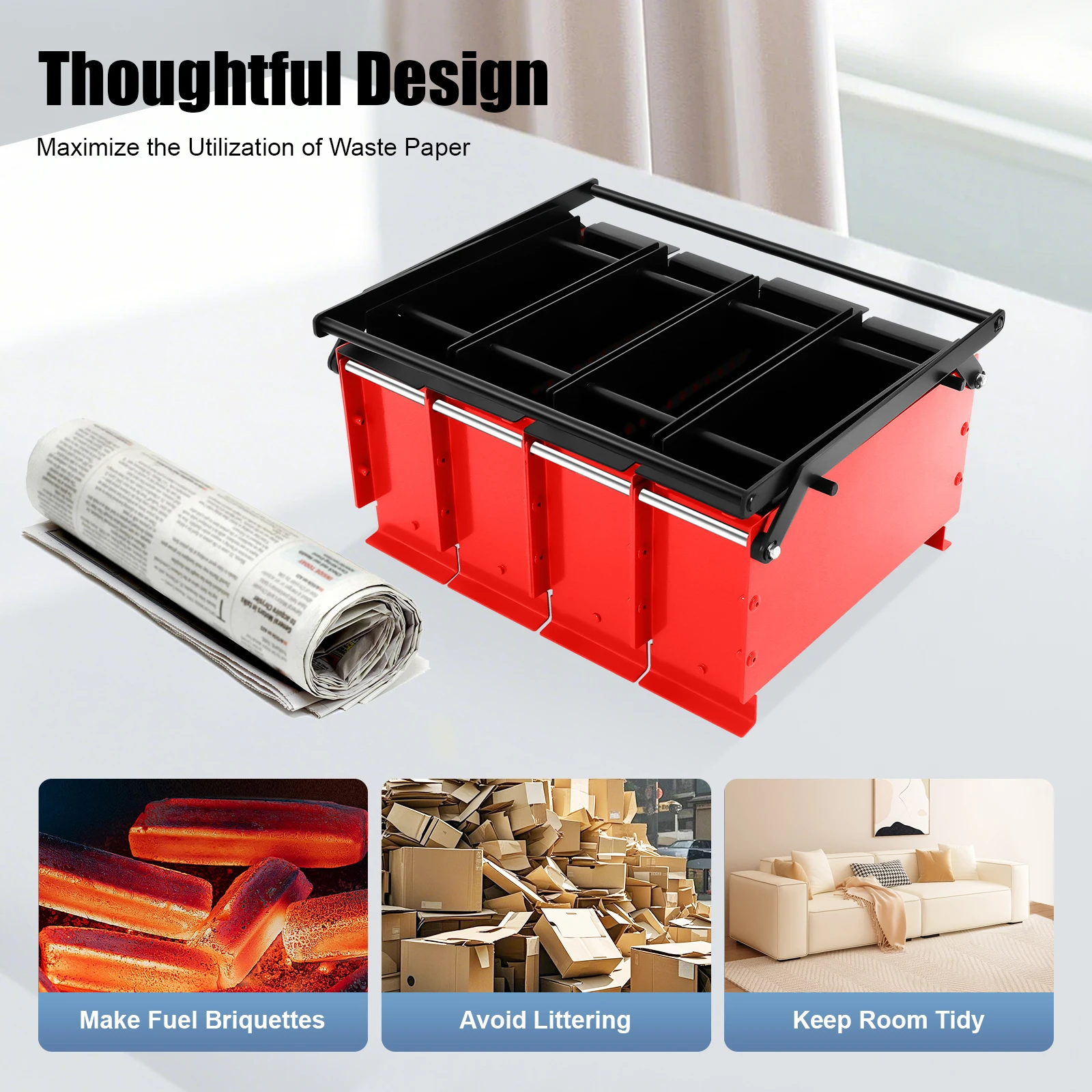 

Newspaper Clumping Press, Brick Briquette Machine, Manual Paper-Press Tool, Heavy Duty Log Briquette Press Maker