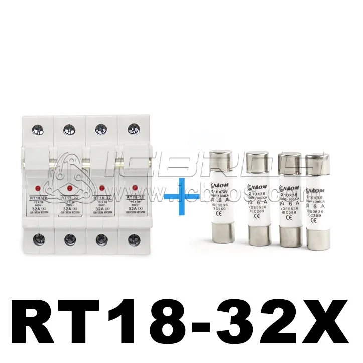 RT18-32X 1P 2P 3P 4P Guide Rail Installed Fuse, Base, Fuse Holder With IndIcator Light