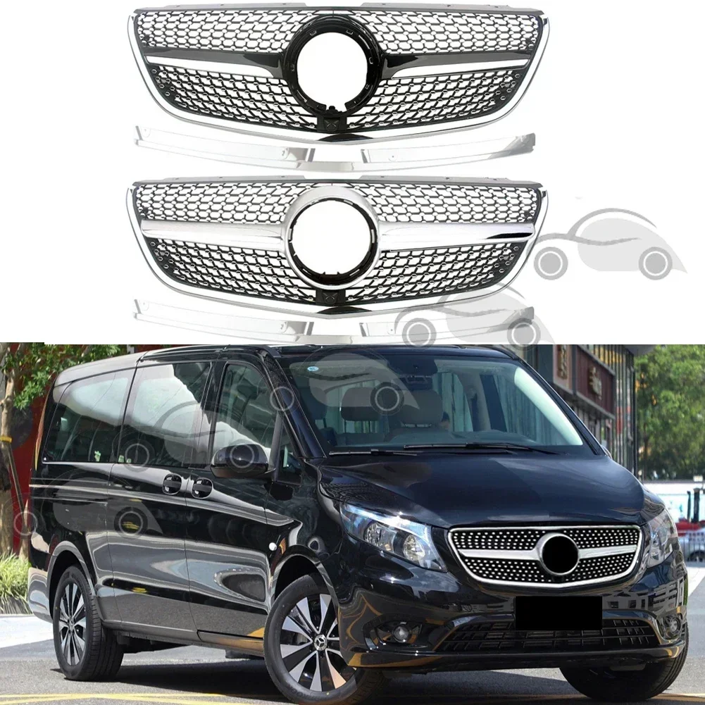 Car Front Racing Facelift Grilles Upper Bumper Grill For Mercedez-Benz W447 Metris/Vito 2020 2021+