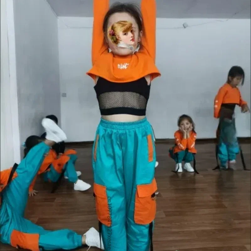 Nieuwe jazzdanskostuums voor meisjes, hiphop voor jongens en meisjes, streetdance, exposed navel runway stage performance-kostuums