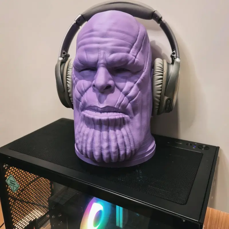 Soporte para auriculares Marvel Thanos, figura de resina impresa en 3D, decoración de escritorio para el hogar, adorno coleccionable, regalo sorpresa para fanáticos