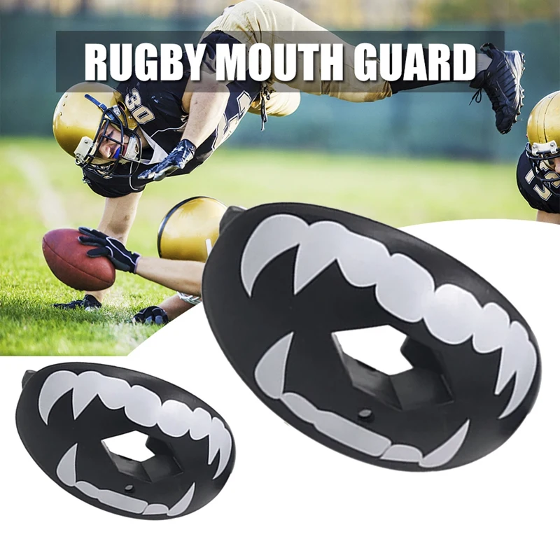 Rugby Mouth Guard Tooth Protector American Football Lip Protection With Connected Strap