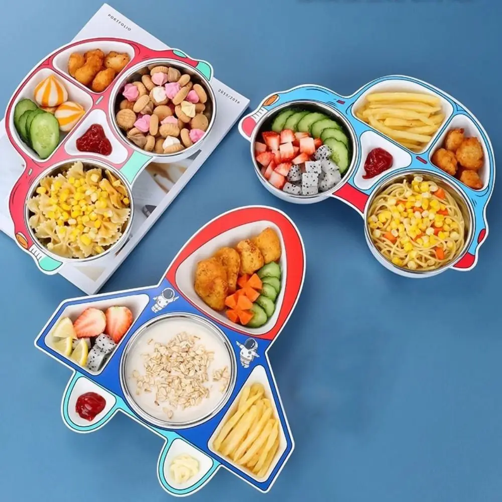 

Airplane Car Shaped Dinner Plate Creative Cartoon Children's Tableware Detachable Compartment Feeding Food Tray Baby Feeding