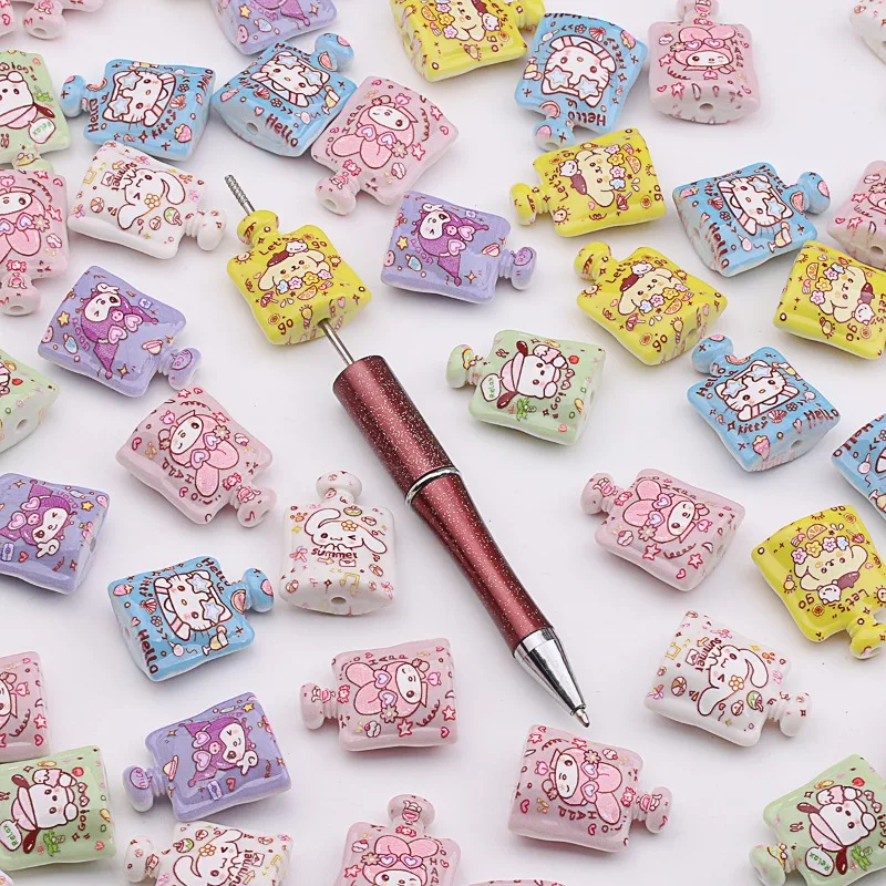 

Мультфильм аниме Sanrio милые бусины с прямыми отверстиями «Hello Kitty», ручная работа, сделай сам, ювелирные изделия для девочек, брелок, аксессуары, материал