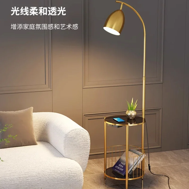 Scandinavian Wireless Charging Led Floor Lamps for Living Room Bedroom Bedside Lamp with Shelf Sofa Side Standing Lights