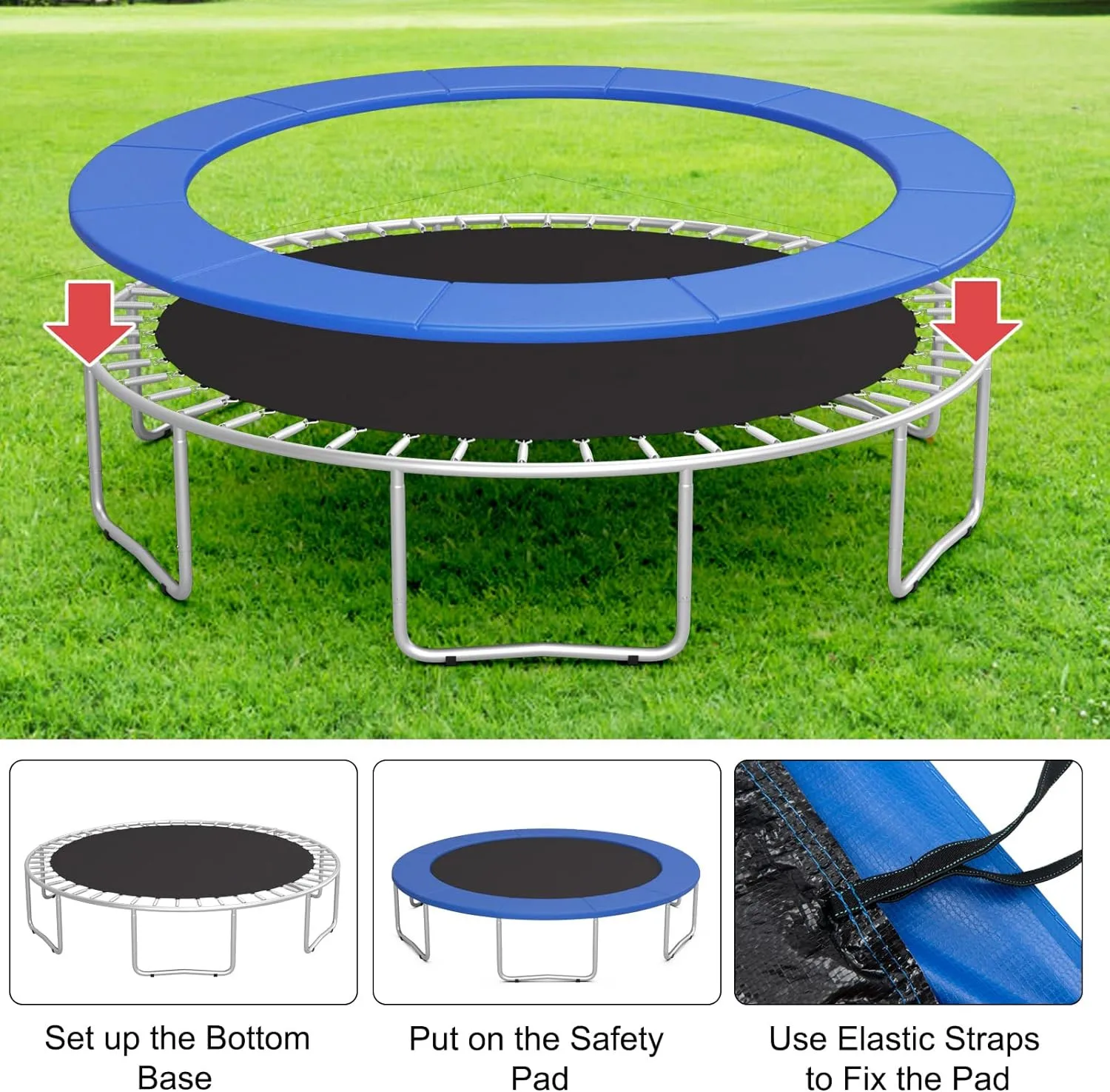 Trampoline Safety Pad 8Ft Round Trampoline Spring Padding Surround Spring Foam Cover Waterproof Trampoline Replacement Pad