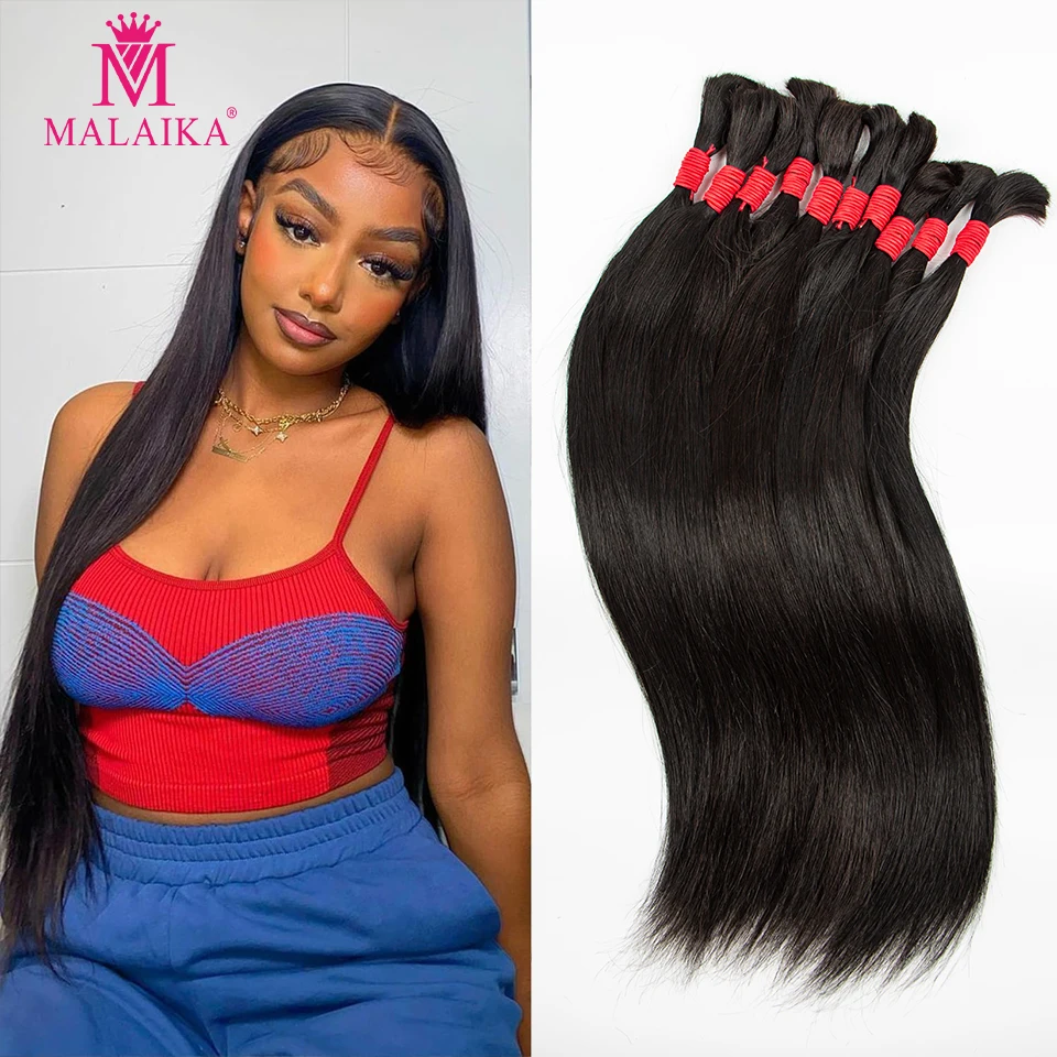 

MALAIKA 100% Human Braiding Hair Bulk No Weft Natural Straight Hair Bundles Hair Weaving Hair Extensions Brazilian Hair Original