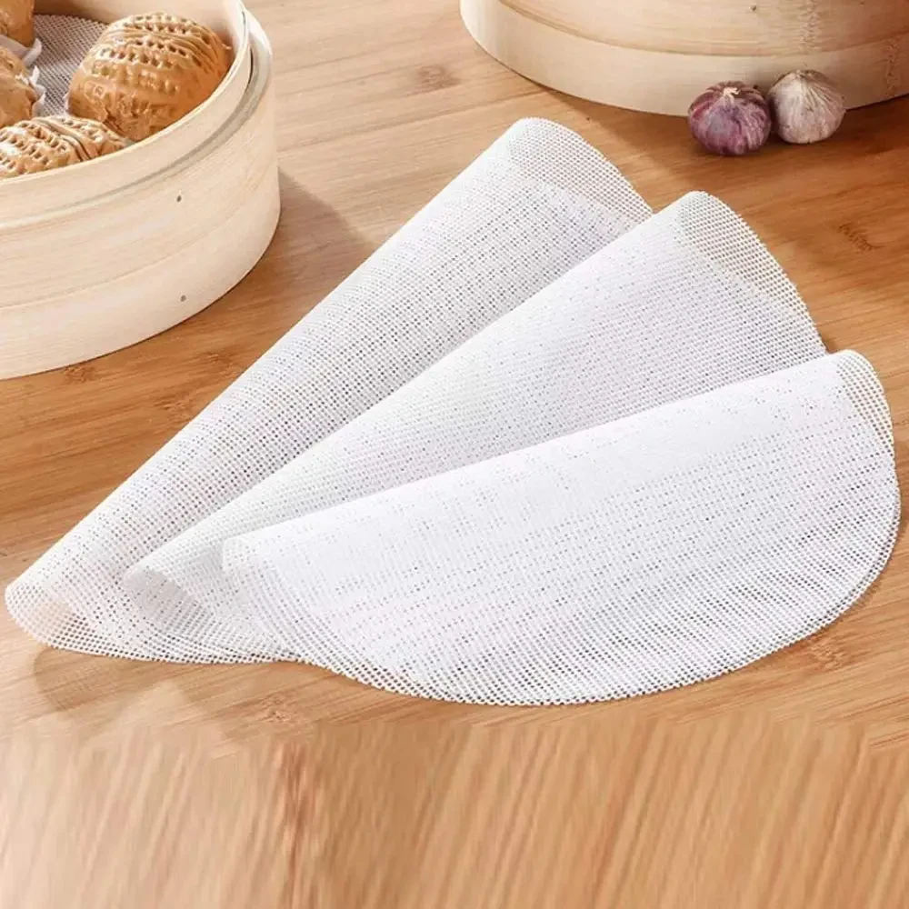 10Pcs Silicone Steamer Liners Non-stick Reusable Dehydrator Mats Round Dumplings Mesh Fruit Dryer Mats Kitchen Supplies