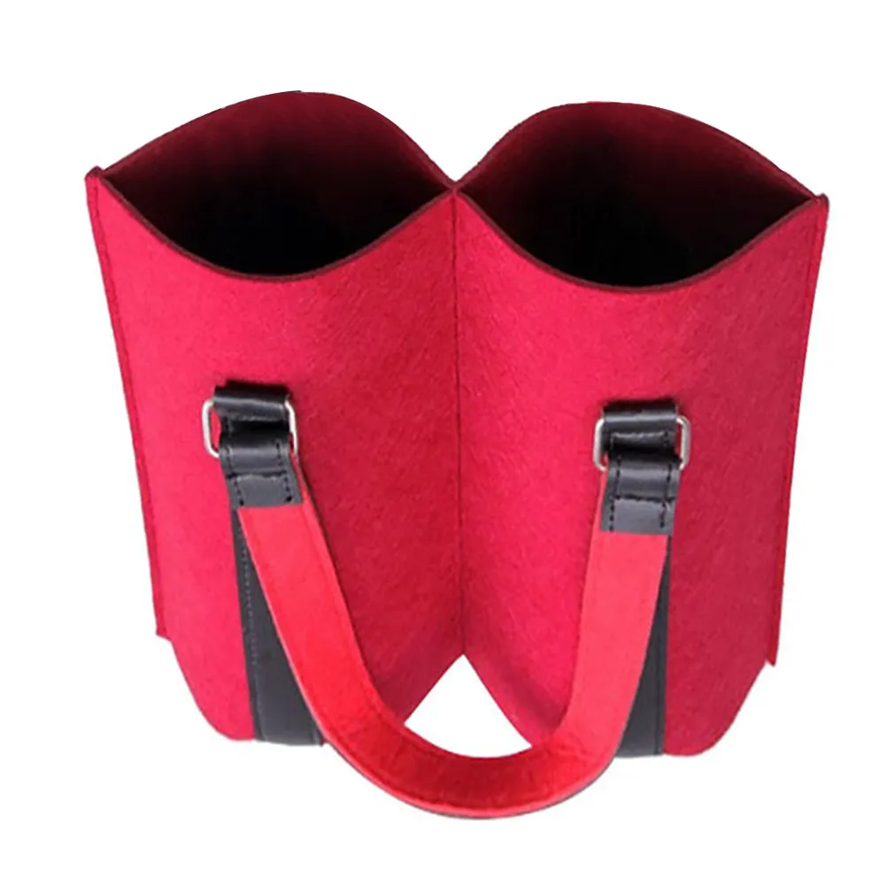1Pcs Felt Multi-Bottle Wine Bag Reusable Red Wine Carrier with Strong Handle for Home Bar Restaurant Hotel Gift Bag