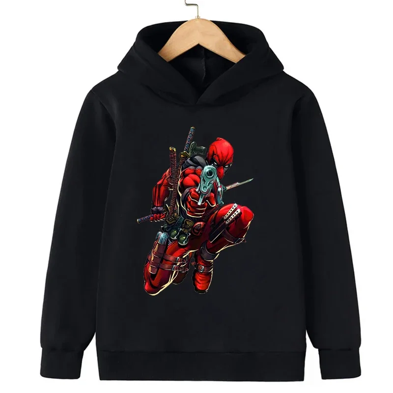 

New Kids Spring Autumn Deadpool Hoodies Fashion Cartoon Printing Baby Boys Clothes Boys Casual Tops Sweatshirts 2-14Years Old