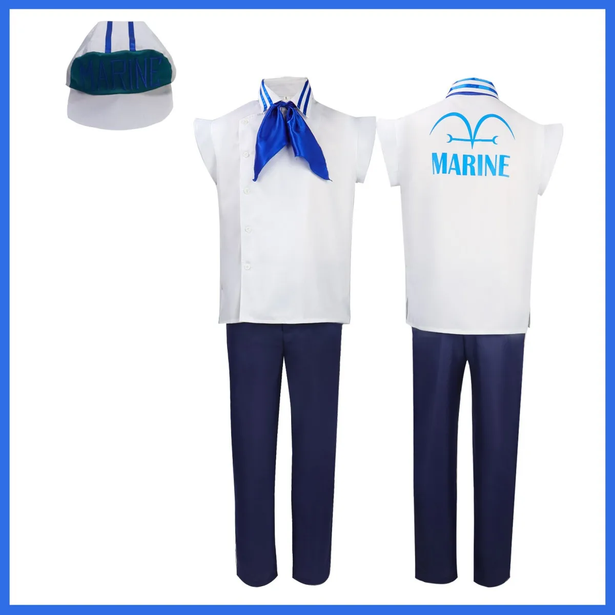 Live Action Movies Anime Fantasia Marine Cosplay Costume White Navy Uniform White Shirt Hat Man Halloween Birthday Party Suit