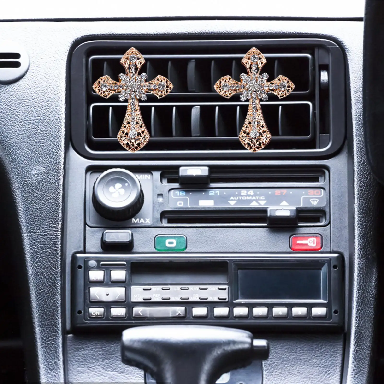 Rhinestone Cross Air Vent Perfume Clip Car Interior Air Conditioning Vent Fragrance Clips Car Air Freshener Decoration