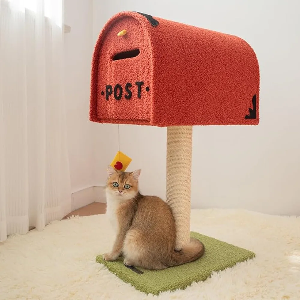 

31.1" Cat Tree Mailbox Cats Tower Condo With Sisal Scratching Posts Board Luxury Cozy House Indoor Heavy Duty Freight free