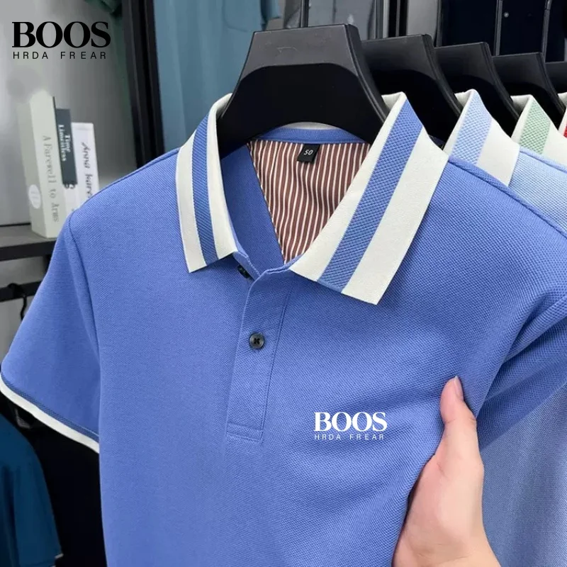 New men's high-quality short sleeved polo shirt for summer fashion and leisure, sweat absorbing and breathable top