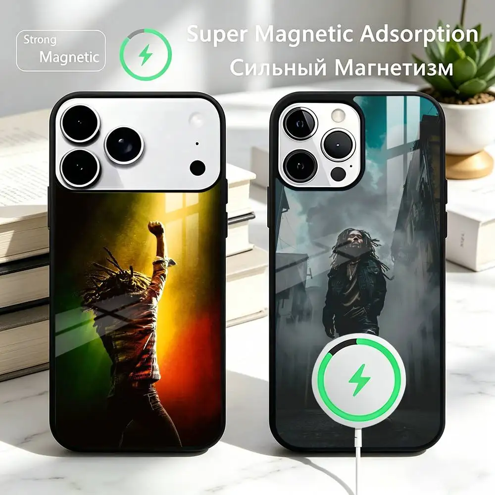 Bob-b M-marley REGGAE Phone Case For iPhone17,16,15,14,13,12,11 Plus,Pro Magnetic For Magsafe Wireless Charging