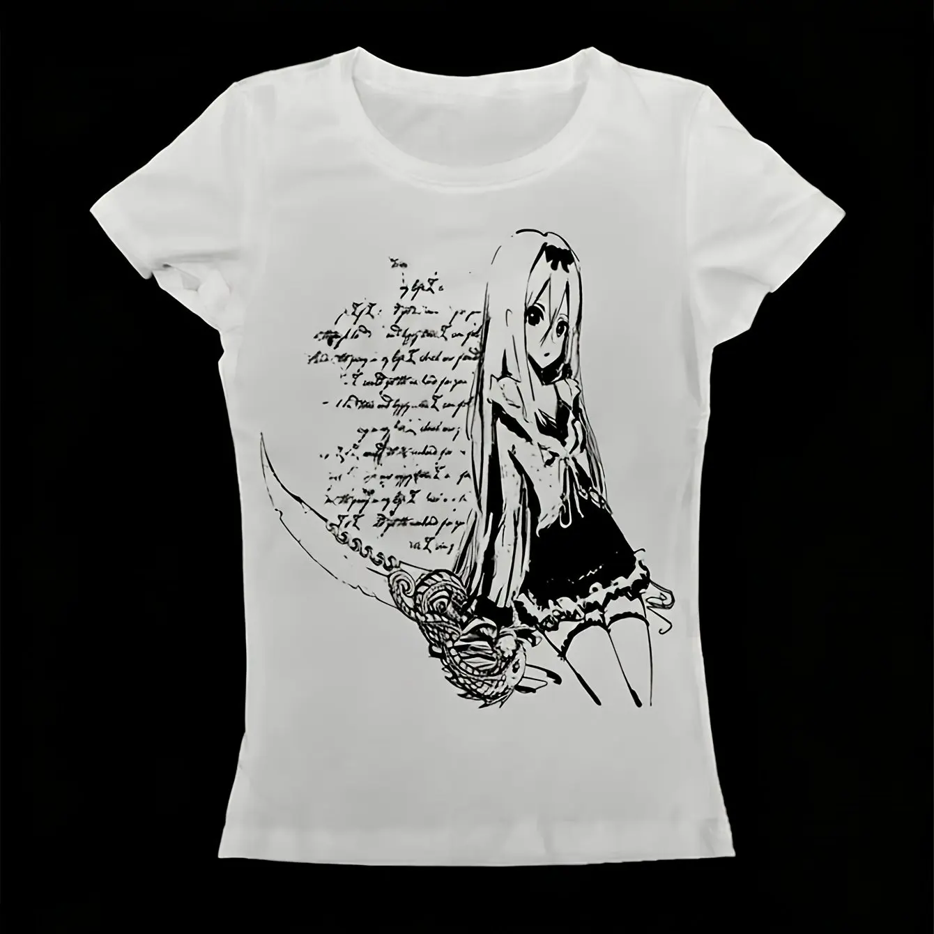 T-shirt blanc pour femme imprimé dessin animé, style anime sexy, coupe ajustée, polyvalent, pour l'été