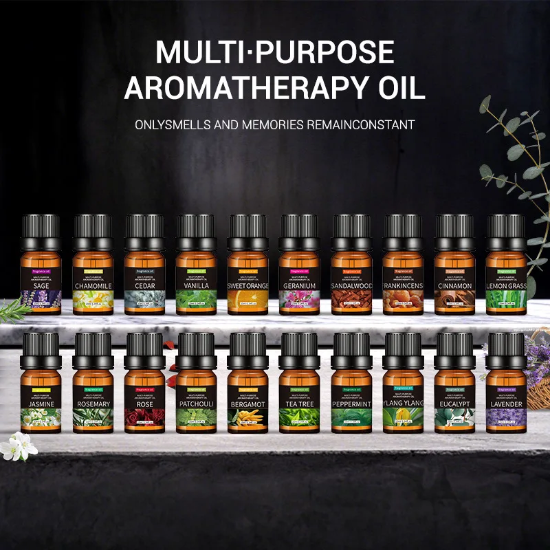 20 sabores aceites esenciales para difusor de Aroma humidificador de aire hogar soluble en agua 10ml ambientador aromas fragancia aceite Perfume