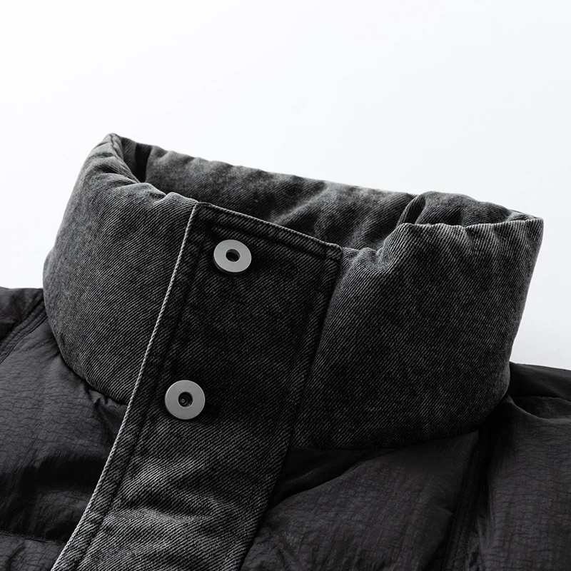 【New】Winter 90% Down Jacket - US High - street Denim - Spliced Workwear Style (New Arrival)