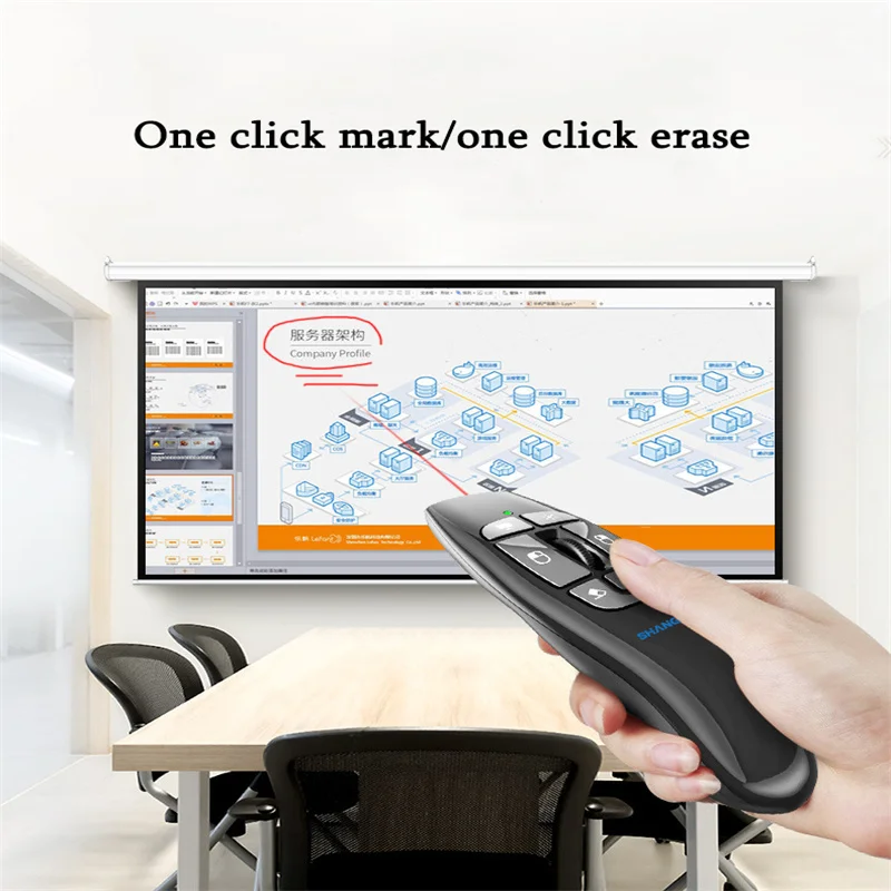 

New 2.4G Wireless Air Mouse With Scroll Wheel Remote Control Projection Pen Fly Mouse For Presenter PPT PC Windows Android TV