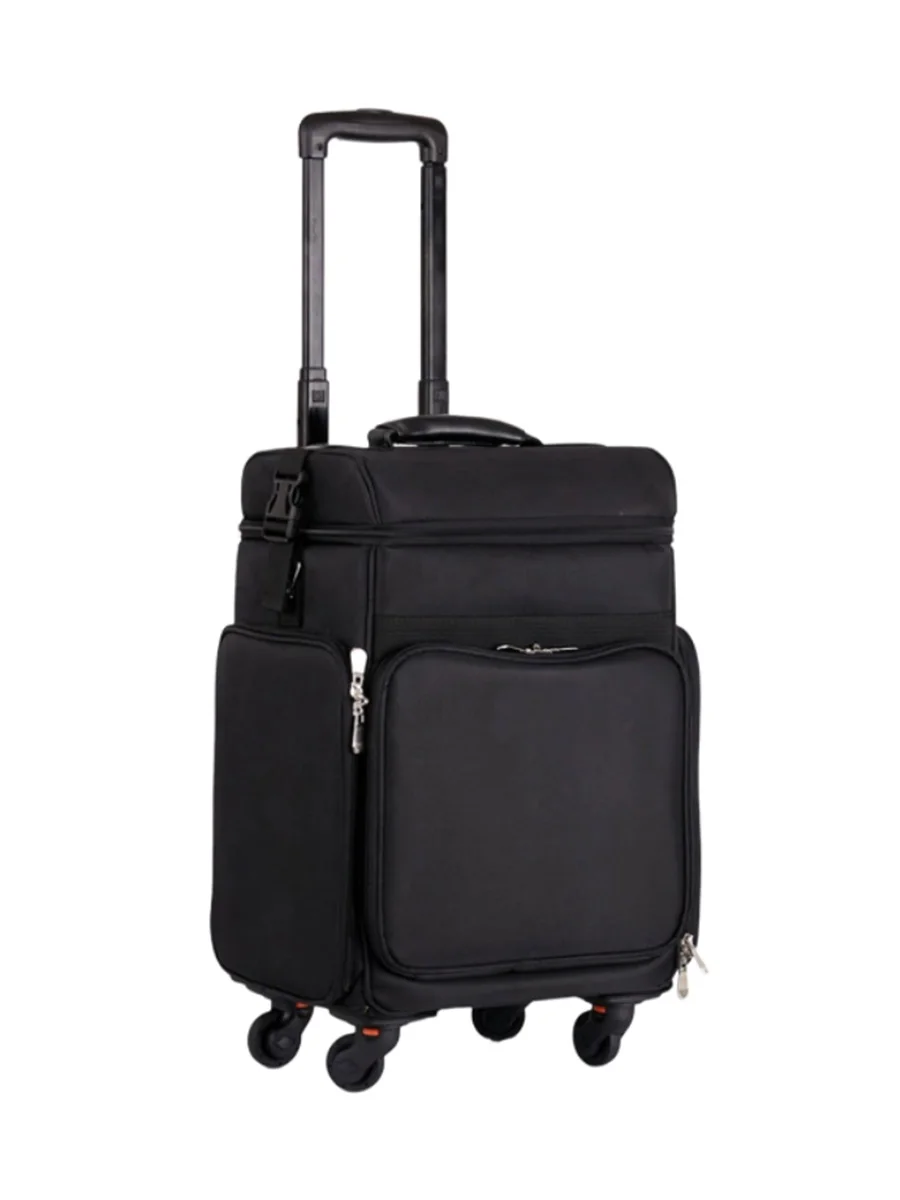 Nylon Professional Makeup Rolling Trolley Case, Large Capacity Cosmetic Suitcase for Tattoo Nail Eyelash Artist, Fast Shipping