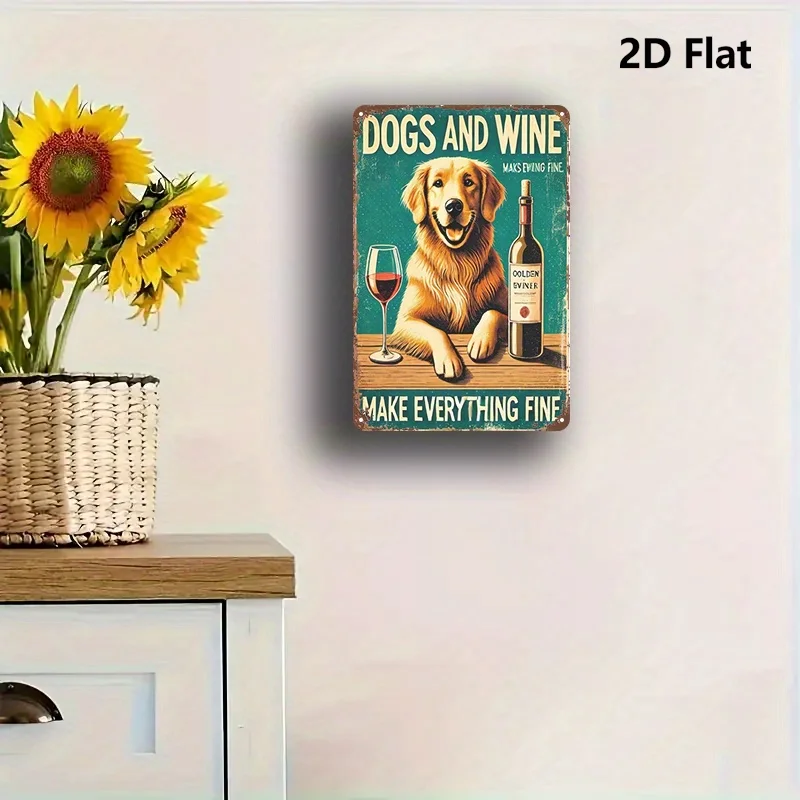 Golden Retriever & Wine Tin Sign – 