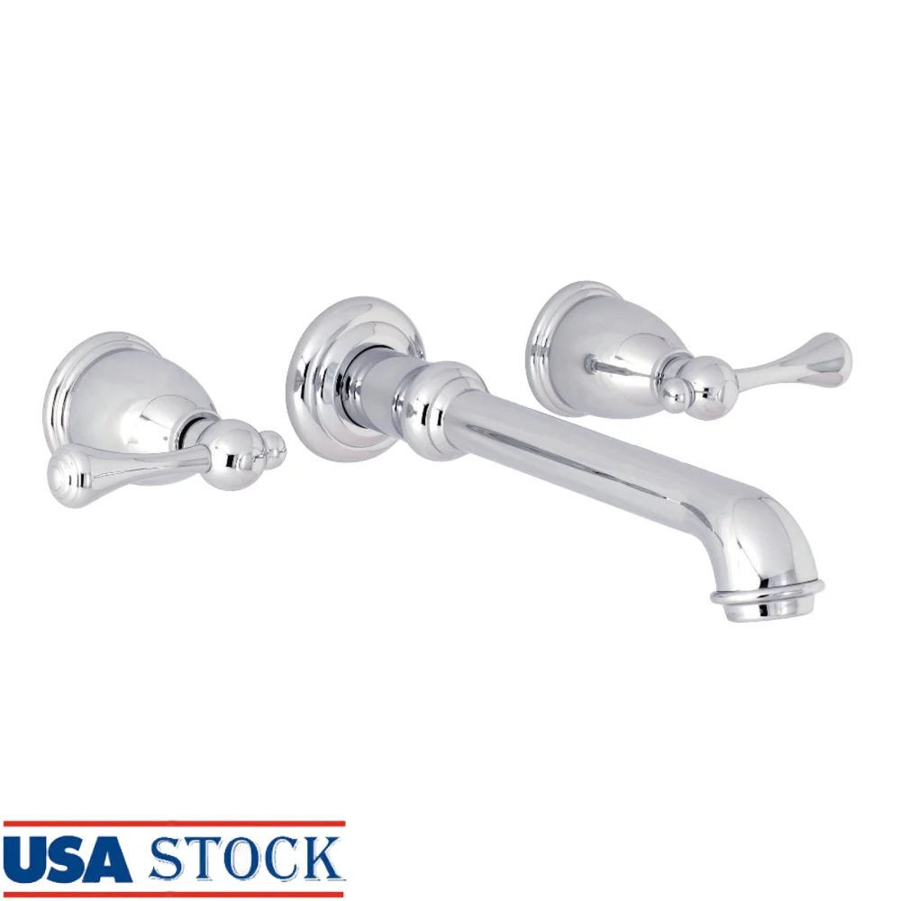 

Настенный кран для английской страны, римский смеситель для ванны, полированный хром, двойная ручка, твердая латунь, конструкция, керамический диск без капель