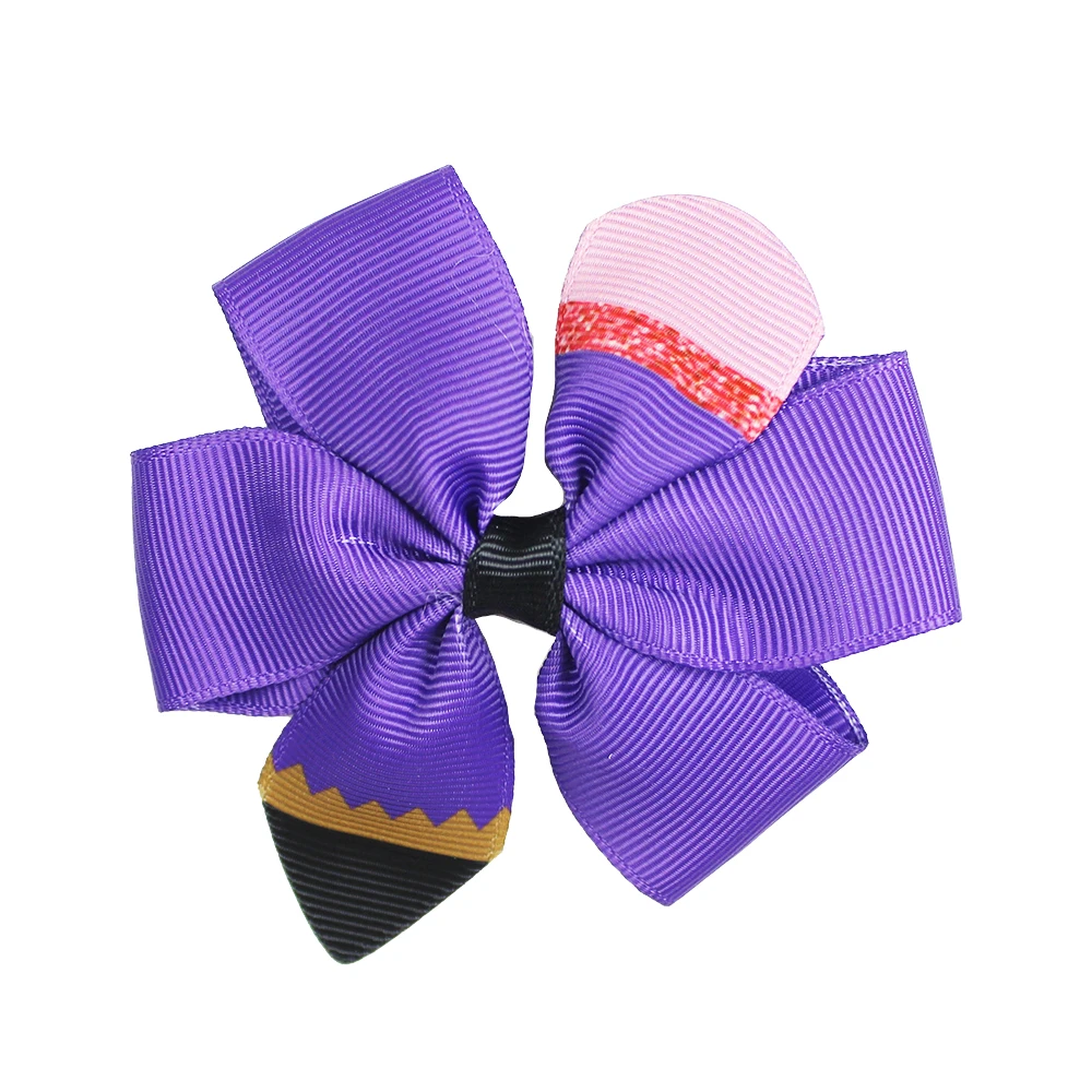 

12 шт./лот, 3 дюйма, высококачественные милые красочные заколки с бантом и принтом, нескользящие заколки для маленьких девочек, ленты с бантом, заколки для волос