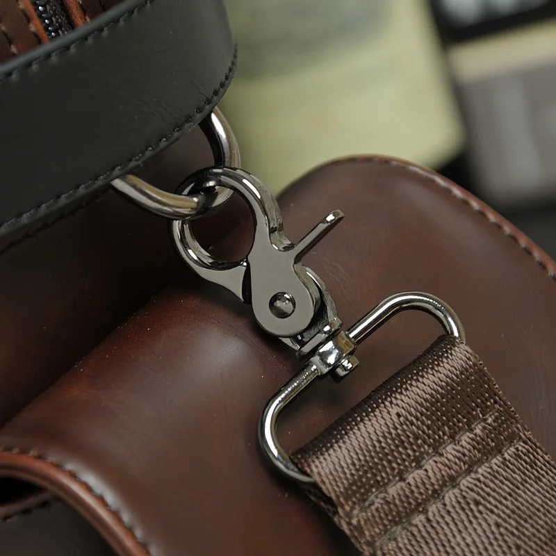 PU leather briefcase men's shoulder crossbody bag horizontal retro multi-function handbag flip cover men's business bag